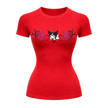 Camiseta Compressão Uv Manga Curta Cyber Tribal Kuromi Hello Kitty Rash Guard