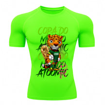 Camiseta Compressão Manga Curta UV Atoomic Onça Mascote Brasil Varias Cores Rash Guard