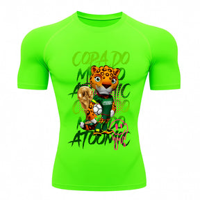 Camiseta Compressão Manga Curta UV Atoomic Onça Mascote Brasil Varias Cores Rash Guard