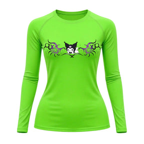Camiseta Compressão Uv Manga Longa Cyber Tribal Kuromi Hello Kitty Rash Guard