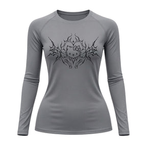 Camiseta Compressão Uv Manga Longa Cyber Tribal Black Heart Hello Kitty Rash Guard