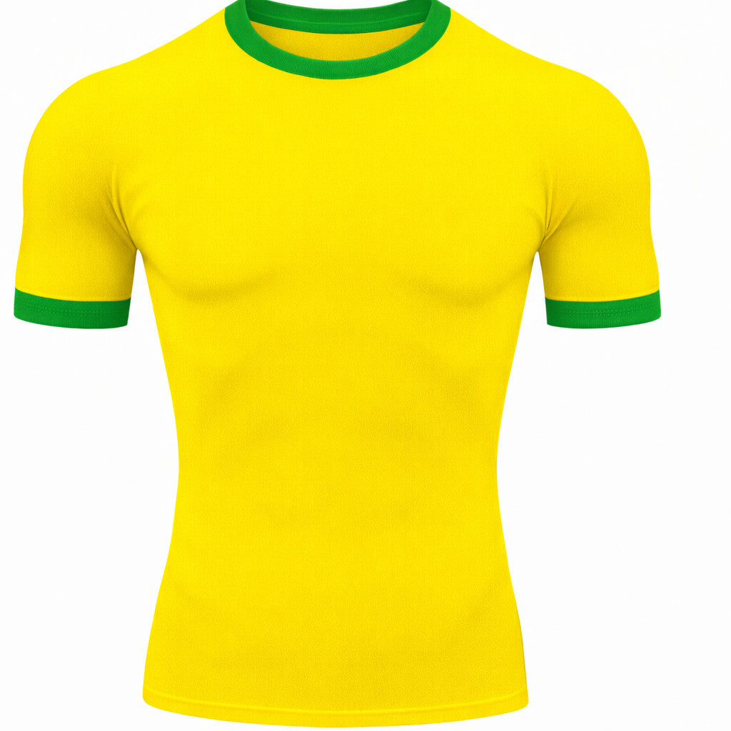 Camiseta Manga Curta Proteção UV 50+ Com Gola e Manga Colorida Seleção Brasil