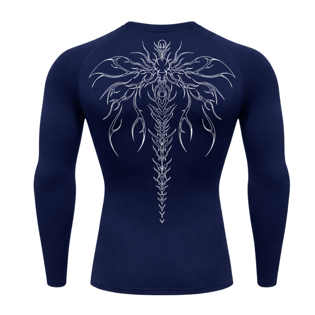 Camiseta Compressão Uv Manga Longa Cyber Tribal Chimera Spine Rash Guard