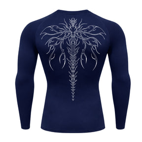 Camiseta Compressão Uv Manga Longa Cyber Tribal Chimera Spine Rash Guard