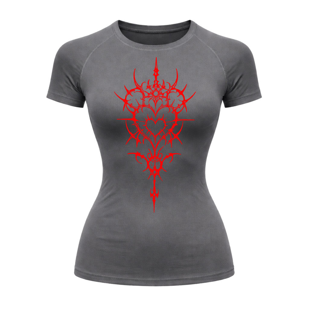 Camiseta Compressão Uv Manga Curta Cyber Tribal Iron Hearth Dark Rash Guard