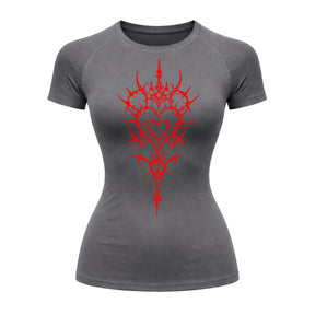 Camiseta Compressão Uv Manga Curta Cyber Tribal Iron Hearth Dark Rash Guard