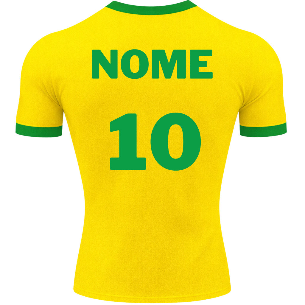 Camiseta Manga Curta Brasil Personalize Com Seu Nome E Número