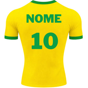 Camiseta Manga Curta Brasil Personalize Com Seu Nome E Número