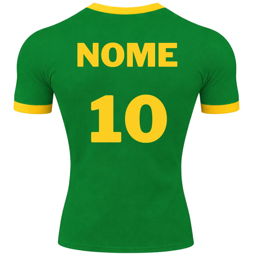 Camiseta Manga Curta Brasil Personalize Com Seu Nome E Número