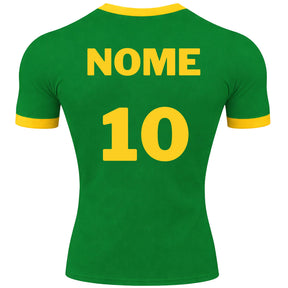Camiseta Manga Curta Brasil Personalize Com Seu Nome E Número