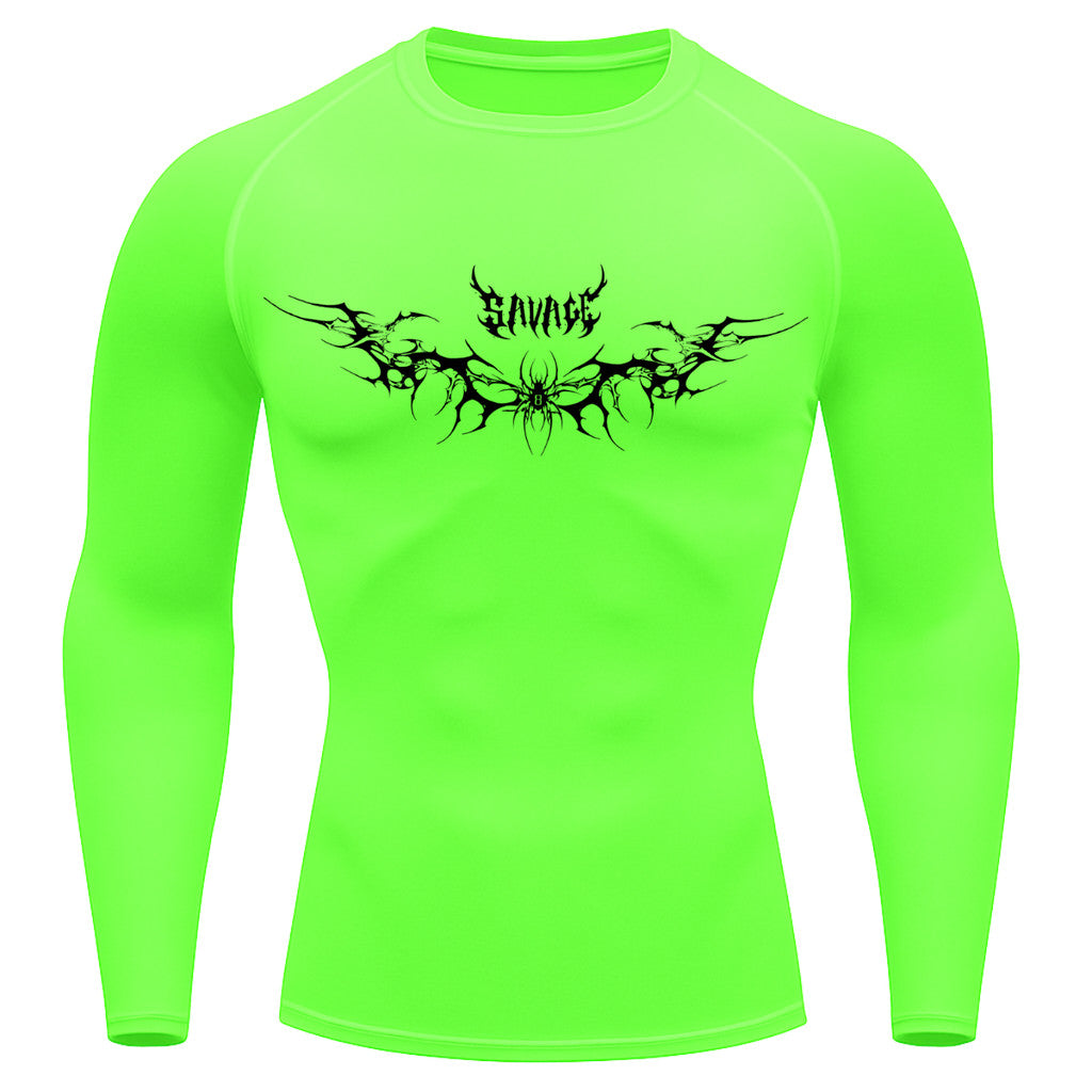 Camiseta Compressão Uv Manga Longa Cyber Tribal Savage Spider Wings Rash Guard