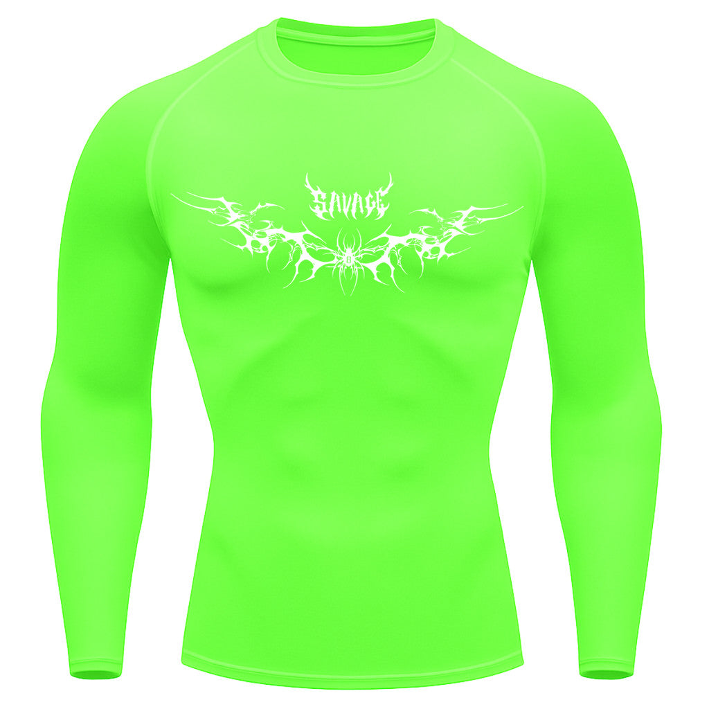 Camiseta Compressão Uv Manga Longa Cyber Tribal Savage Spider Wings Rash Guard