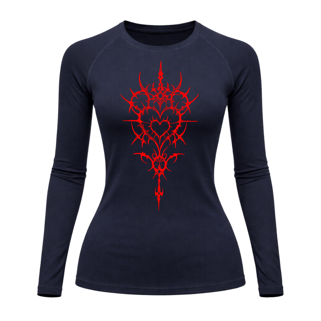 Camiseta Compressão Uv Manga Longa Cyber Tribal Iron Heart Dark Rash Guard