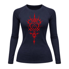 Camiseta Compressão Uv Manga Longa Cyber Tribal Iron Heart Dark Rash Guard
