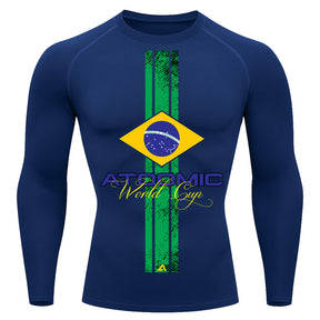 Camiseta Compressão Manga Longa UV Atoomic Brasil Edition Varias Cores Rash Guard