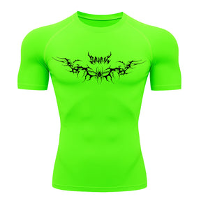 Camiseta Compressão Uv Manga Curta Cyber Tribal Savage Spider Wings Rash Guard