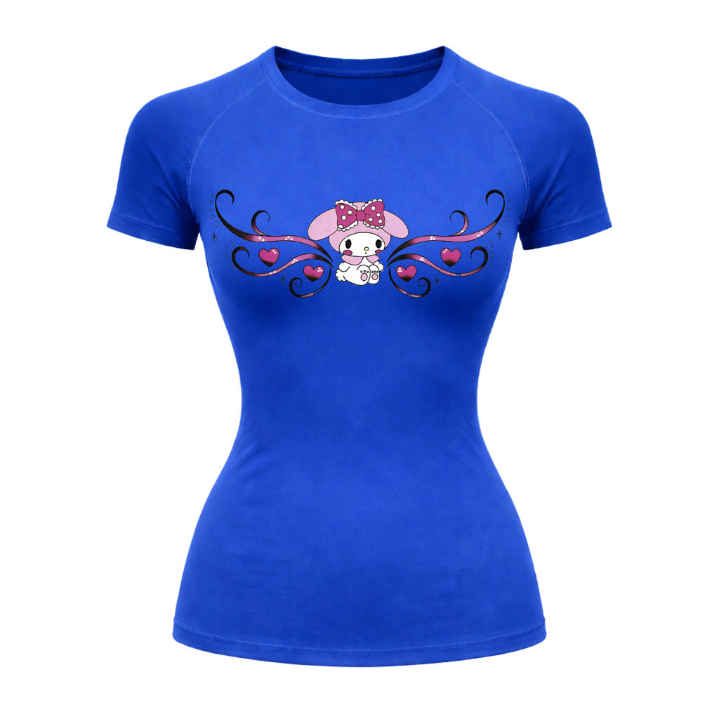Camiseta Compressão Uv Manga Curta Cyber Tribal My Melody Hello Kitty Rash Guard