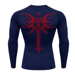 Camiseta Compressão Uv Manga Longa Cyber Tribal Shadow Stinger Wings Rash Guard