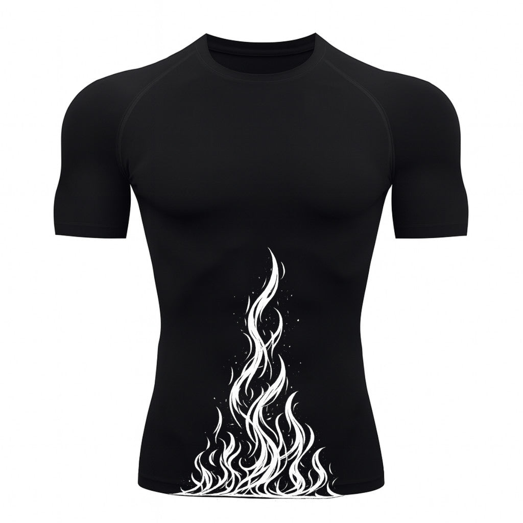 Camiseta Manga Curta Compressão Proteção Uv 50+ Estampada Fire