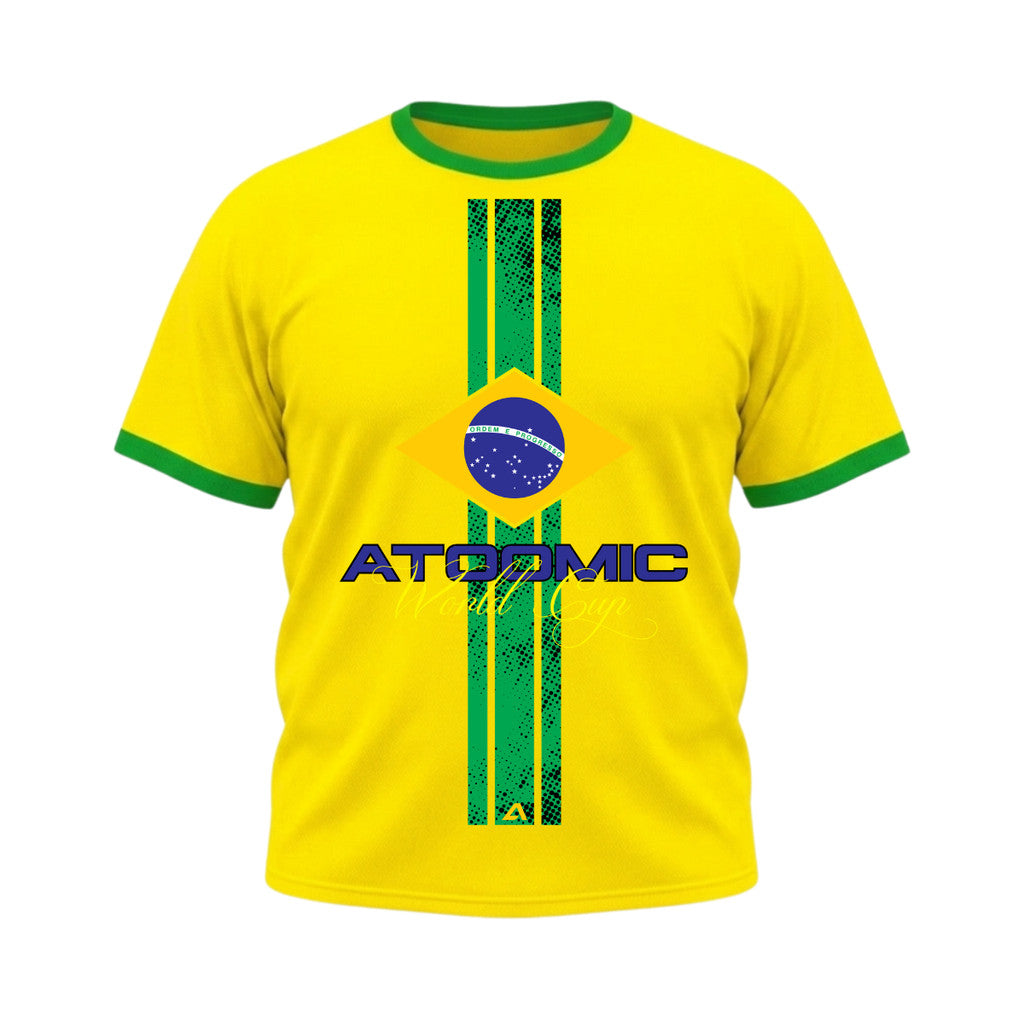 Camiseta Plus Size Gola E Manga Colorida Manga Curta UV Atoomic Brasil Edition Varias Cores