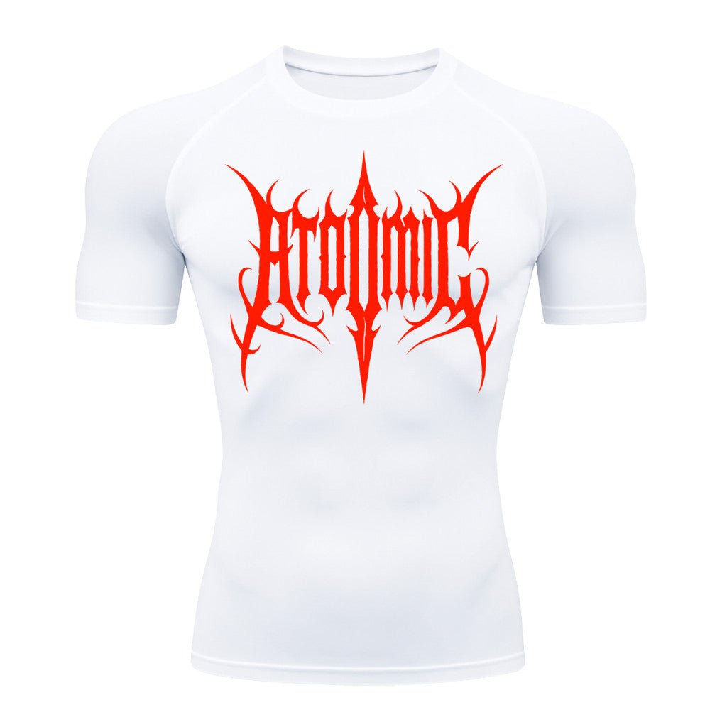 Camiseta Compressão Uv Manga Curta Cyber Tribal Atoomic Imperium Dark Rash Guard