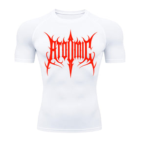 Camiseta Compressão Uv Manga Curta Cyber Tribal Atoomic Imperium Dark Rash Guard