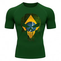 Camiseta Compressão Manga Curta UV Justiceiro Brasil Varias Cores Rash Guard