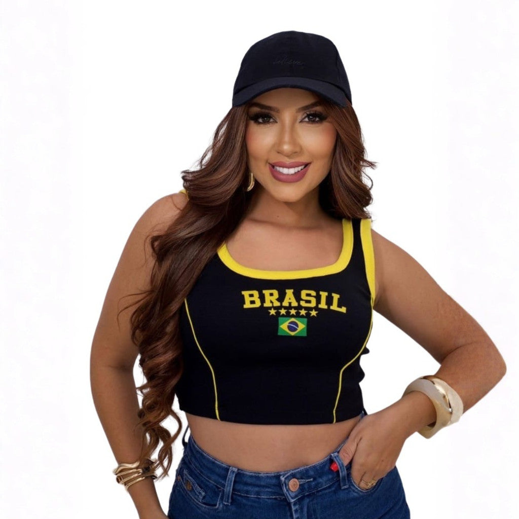 Regata Cropped Feminino Brasil Várias Cores Copa 2026