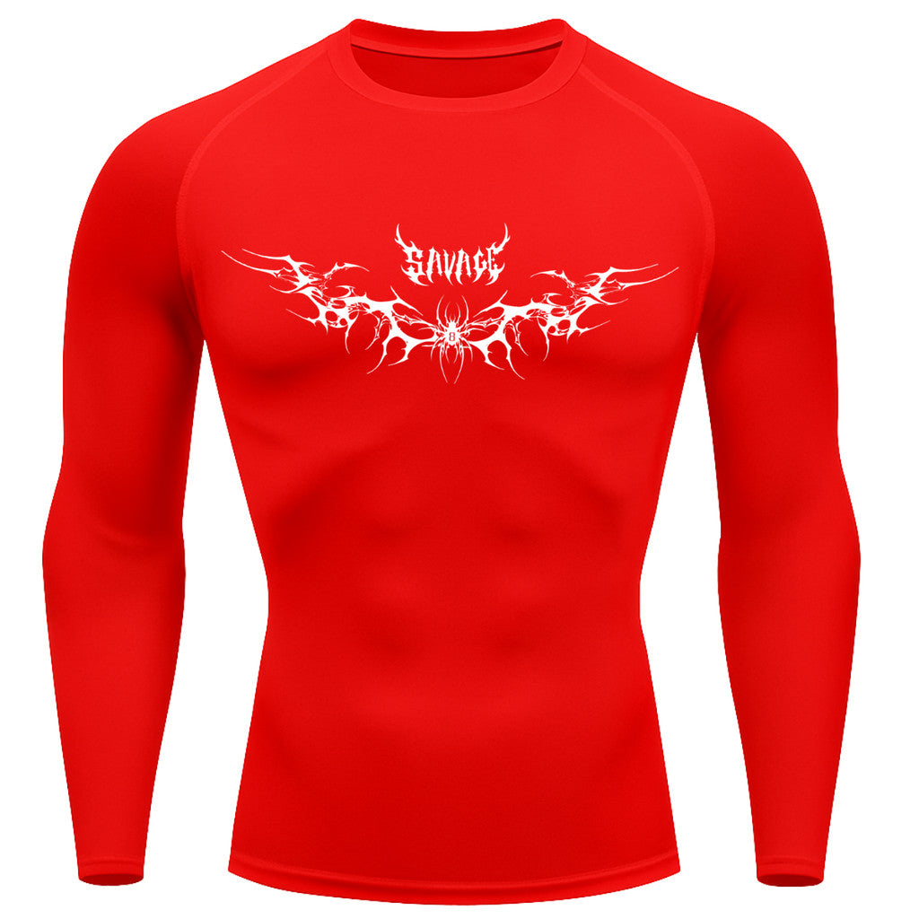 Camiseta Compressão Uv Manga Longa Cyber Tribal Savage Spider Wings Rash Guard