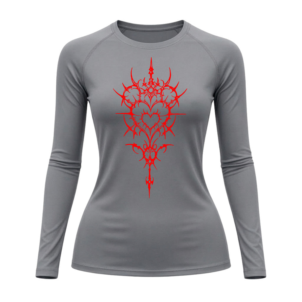 Camiseta Compressão Uv Manga Longa Cyber Tribal Iron Heart Dark Rash Guard