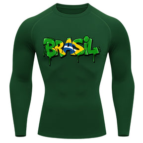 Camiseta Compressão Manga Longa UV Brasil Drip Edition Varias Cores Rash Guard