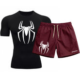 Kit Camiseta Térmica Manga Curta Uv E Bermuda Elastano Estampa Spider Man