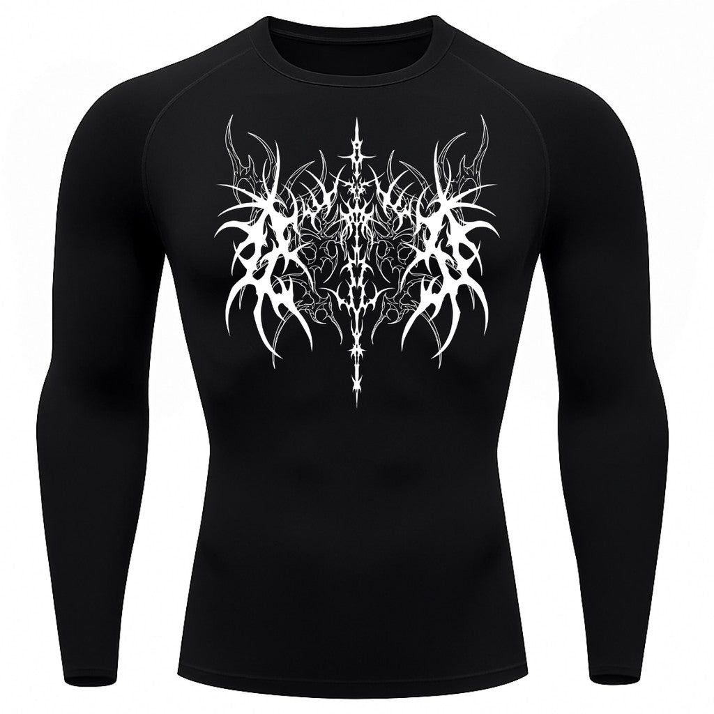 Camiseta Compressão Uv 50+ Manga Longa Cyber Tribal Dark Vanguard Rash Guard