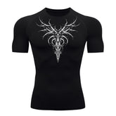 Camiseta Compressão Uv 50+ Manga Curta Cyber Tribal Dark Instinct Rash Guard