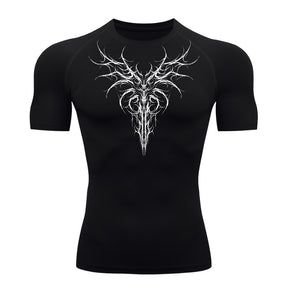Camiseta Compressão Uv 50+ Manga Curta Cyber Tribal Dark Instinct Rash Guard