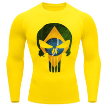 Camiseta Compressão Manga Longa UV Justiceiro Brasil Varias Cores Rash Guard