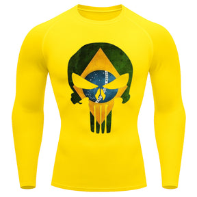 Camiseta Compressão Manga Longa UV Justiceiro Brasil Varias Cores Rash Guard