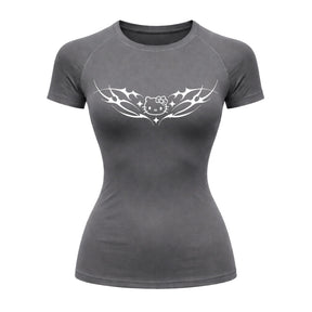 Camiseta Compressão Uv Manga Curta Cyber Tribal Angel Hello Kitty Rash Guard