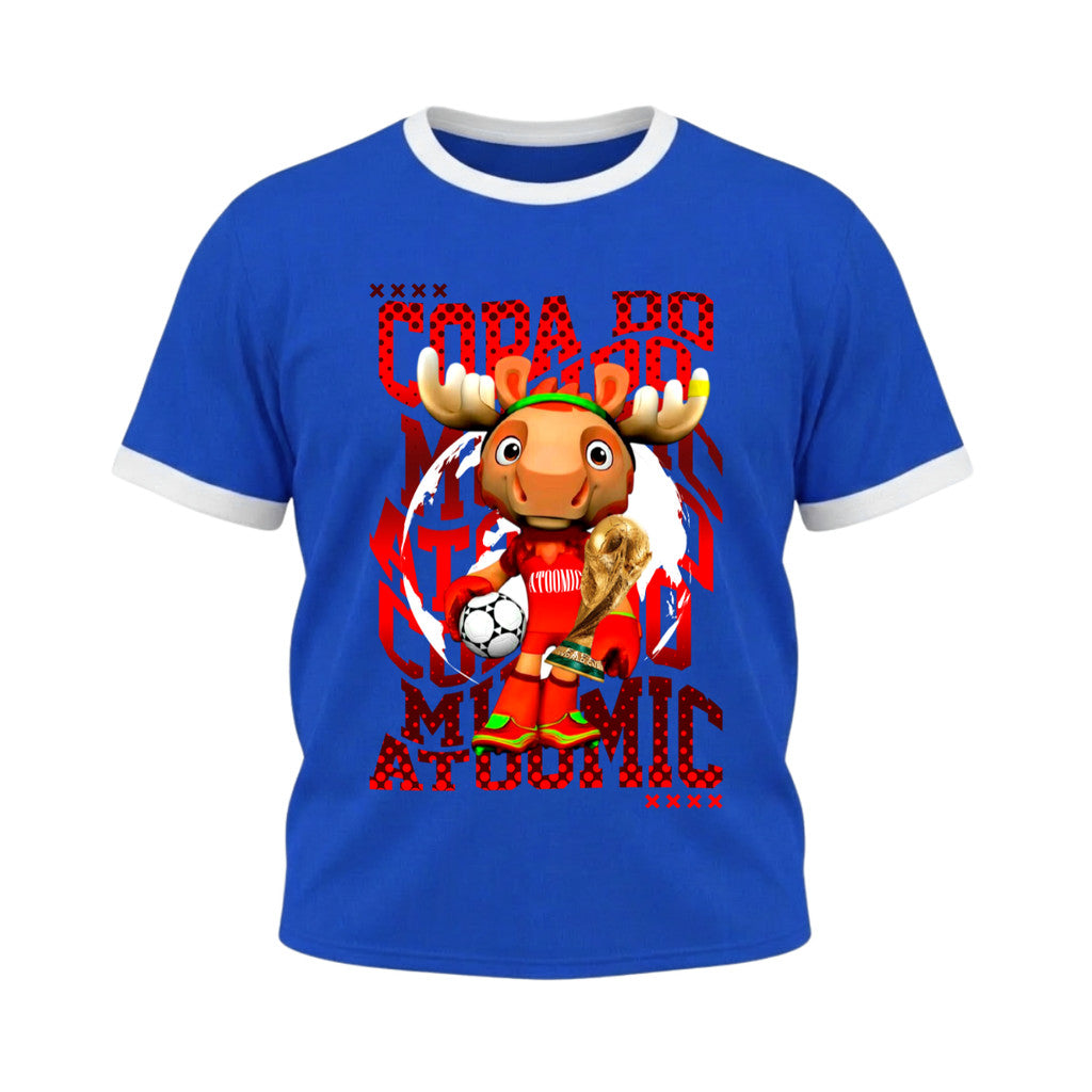 Camiseta Plus Size Manga Curta Gola E Manga Colorida UV Mascote Canadá Alce Edition Copa