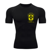 Camiseta Compressão Manga Curta UV Atoomic Escudo Brasil Prime Varias Cores Rash Guard
