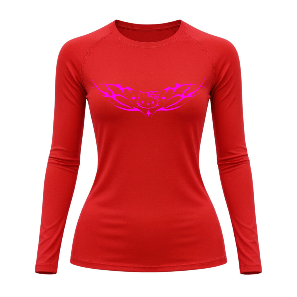 Camiseta Compressão Uv Manga Longa Cyber Tribal Angel Hello Kitty Rash Guard