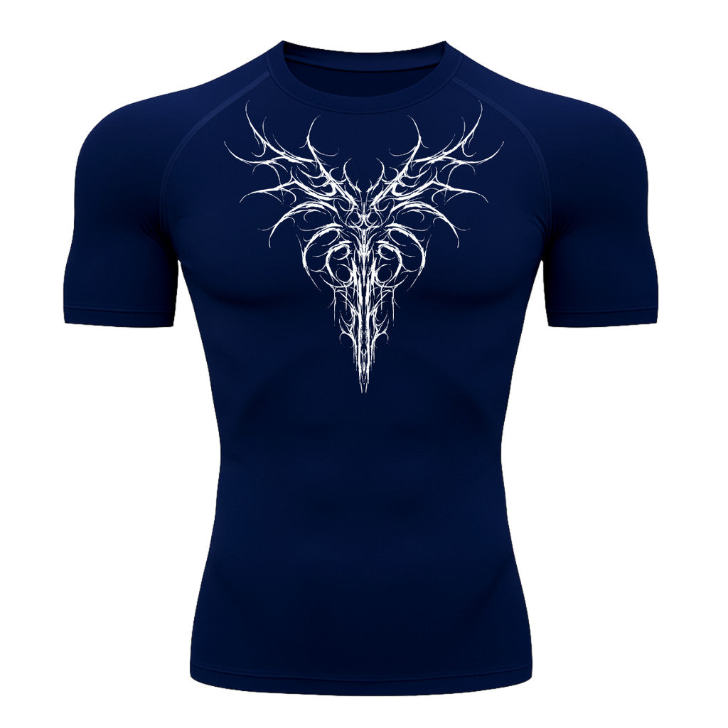 Camiseta Compressão Uv 50+ Manga Curta Cyber Tribal Dark Instinct Rash Guard