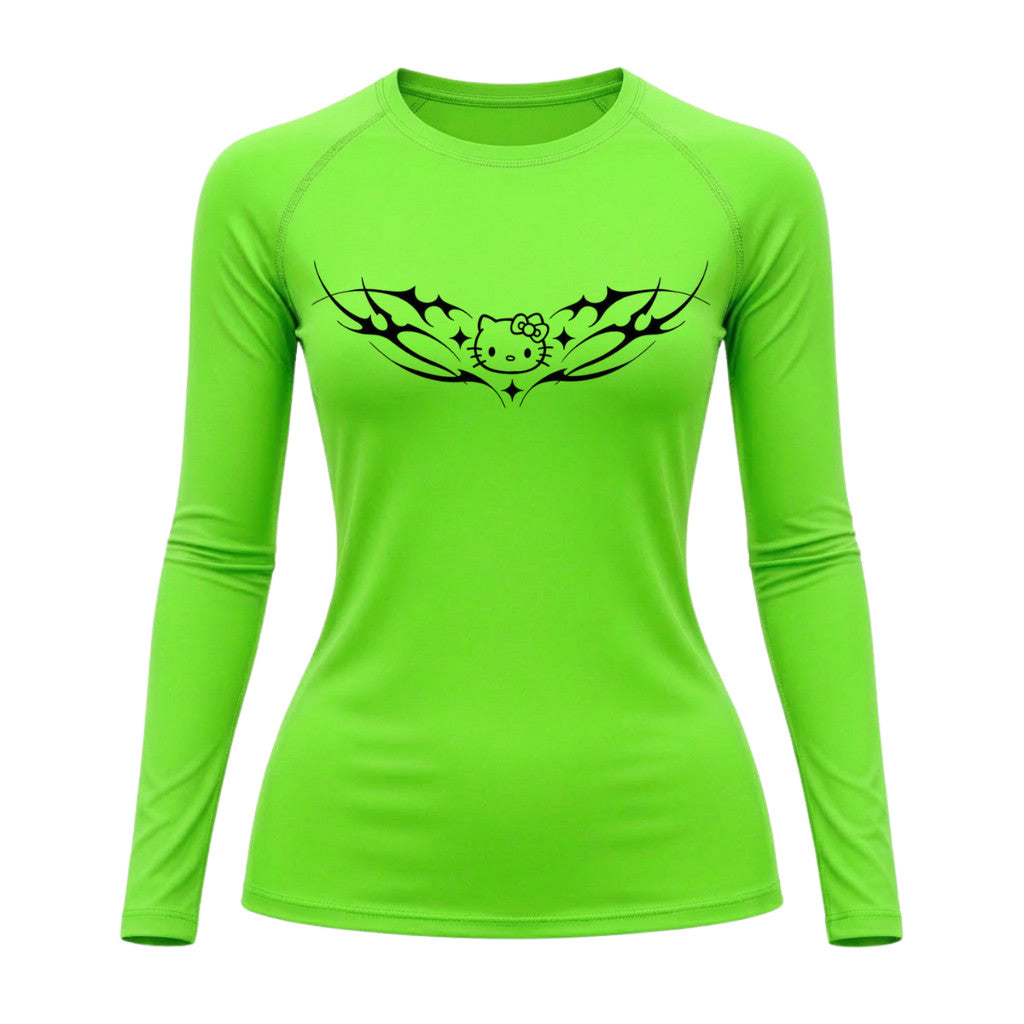 Camiseta Compressão Uv Manga Longa Cyber Tribal Angel Hello Kitty Rash Guard