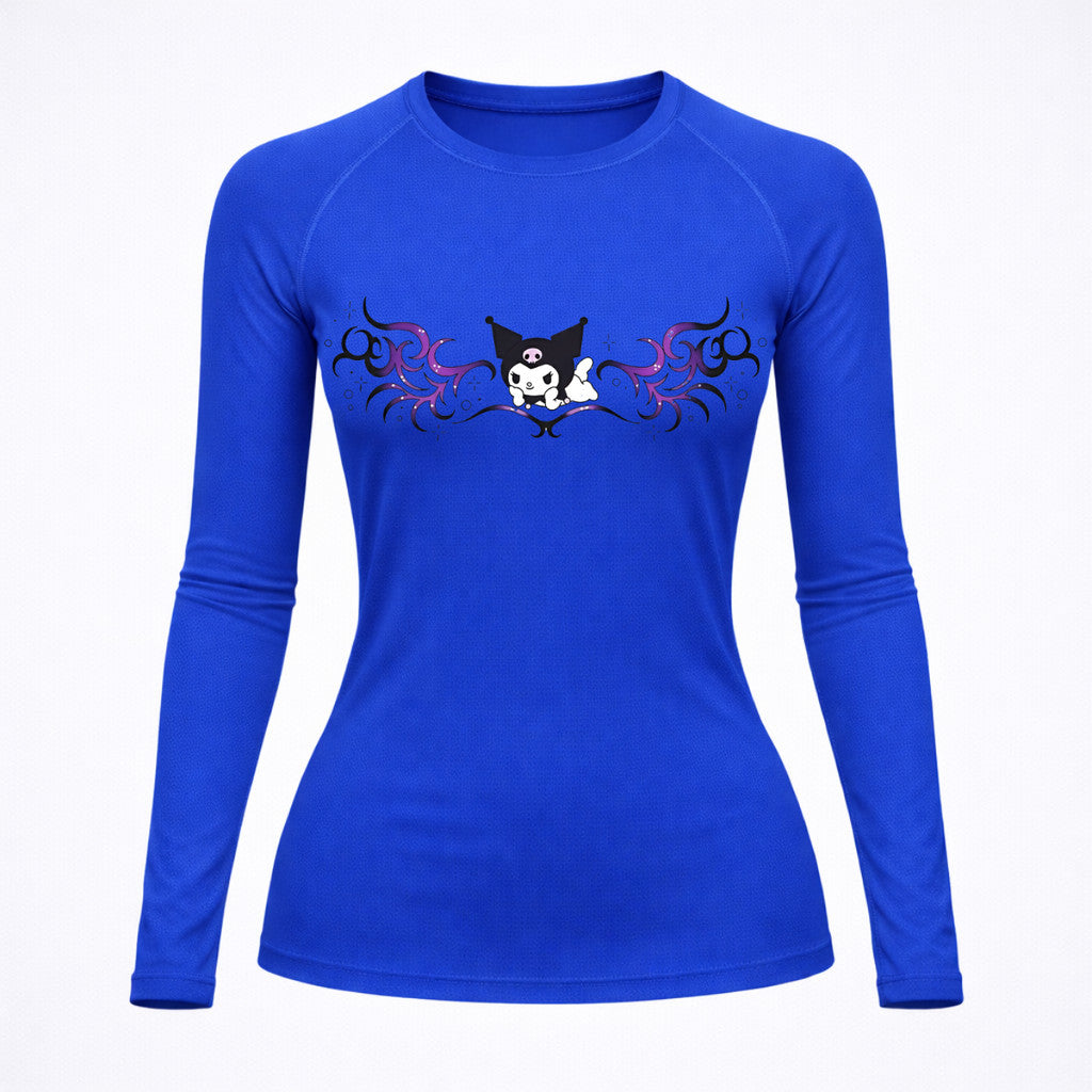 Camiseta Compressão Uv Manga Longa Cyber Tribal Kuromi Hello Kitty Rash Guard