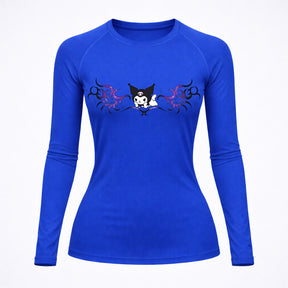 Camiseta Compressão Uv Manga Longa Cyber Tribal Kuromi Hello Kitty Rash Guard