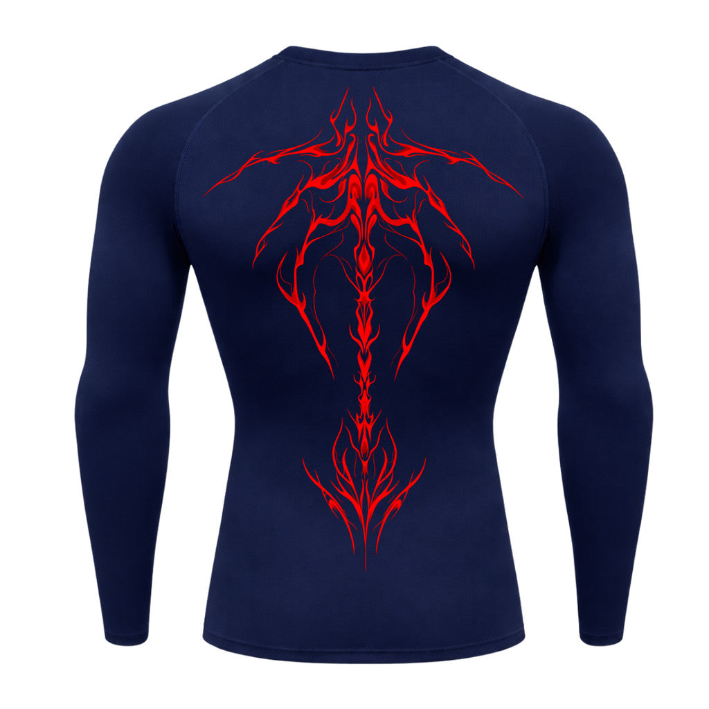 Camiseta Compressão Uv Manga Longa Cyber Tribal Unbreakable Dark Spine Rash Guard