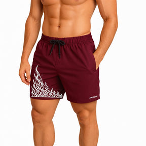 Shorts Elastano Fire Bermuda Fogo Corrida Mauricinho Tecido Leve Bermuda Para Treinar Gym