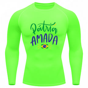 Camiseta Compressão Manga Longa Proteção UV 50+ Pátria Amada Brasil Camiseta Varias Cores Rash Guard