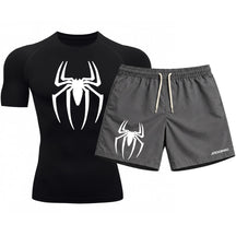 Kit Camiseta Térmica Manga Curta Uv E Bermuda Elastano Estampa Spider Man