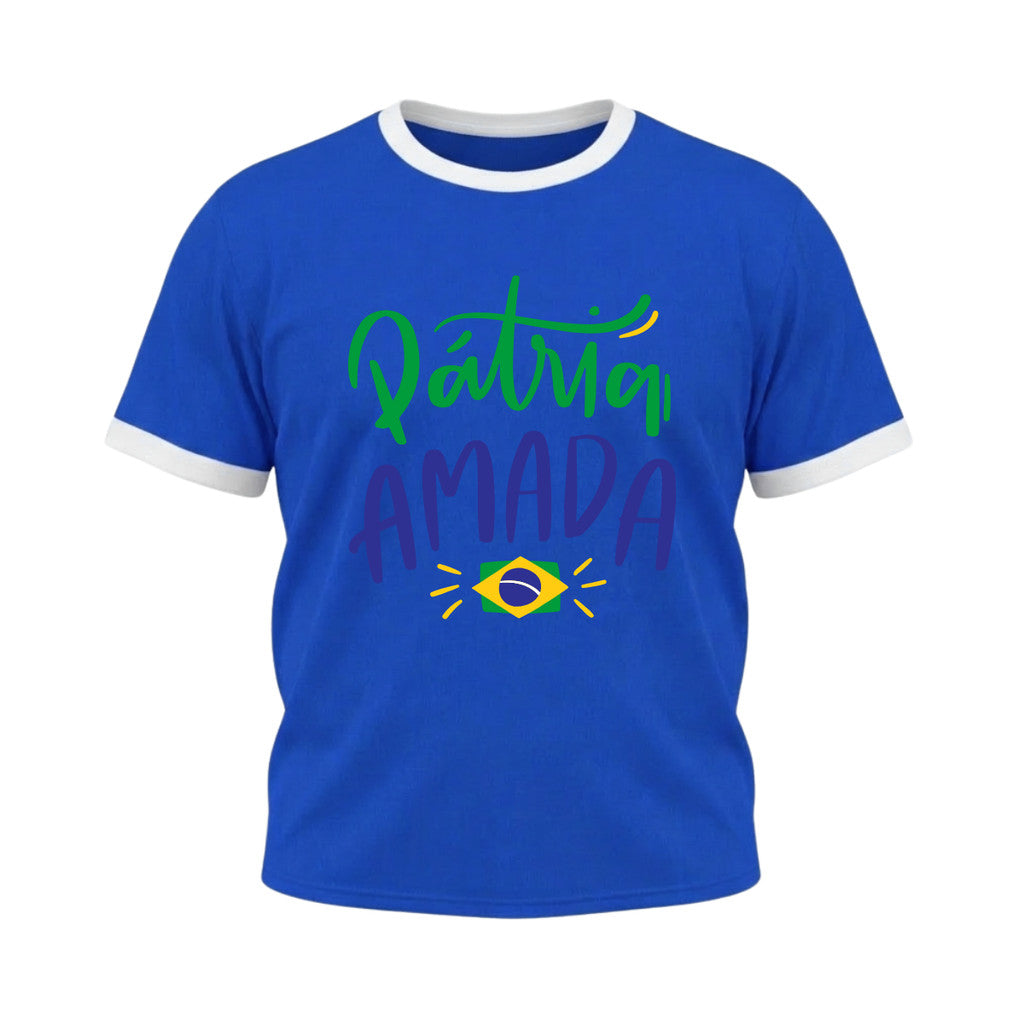 Camiseta Compressão Manga Curta Plus Size Pátria Amada Brasil Colorida Rash Guard